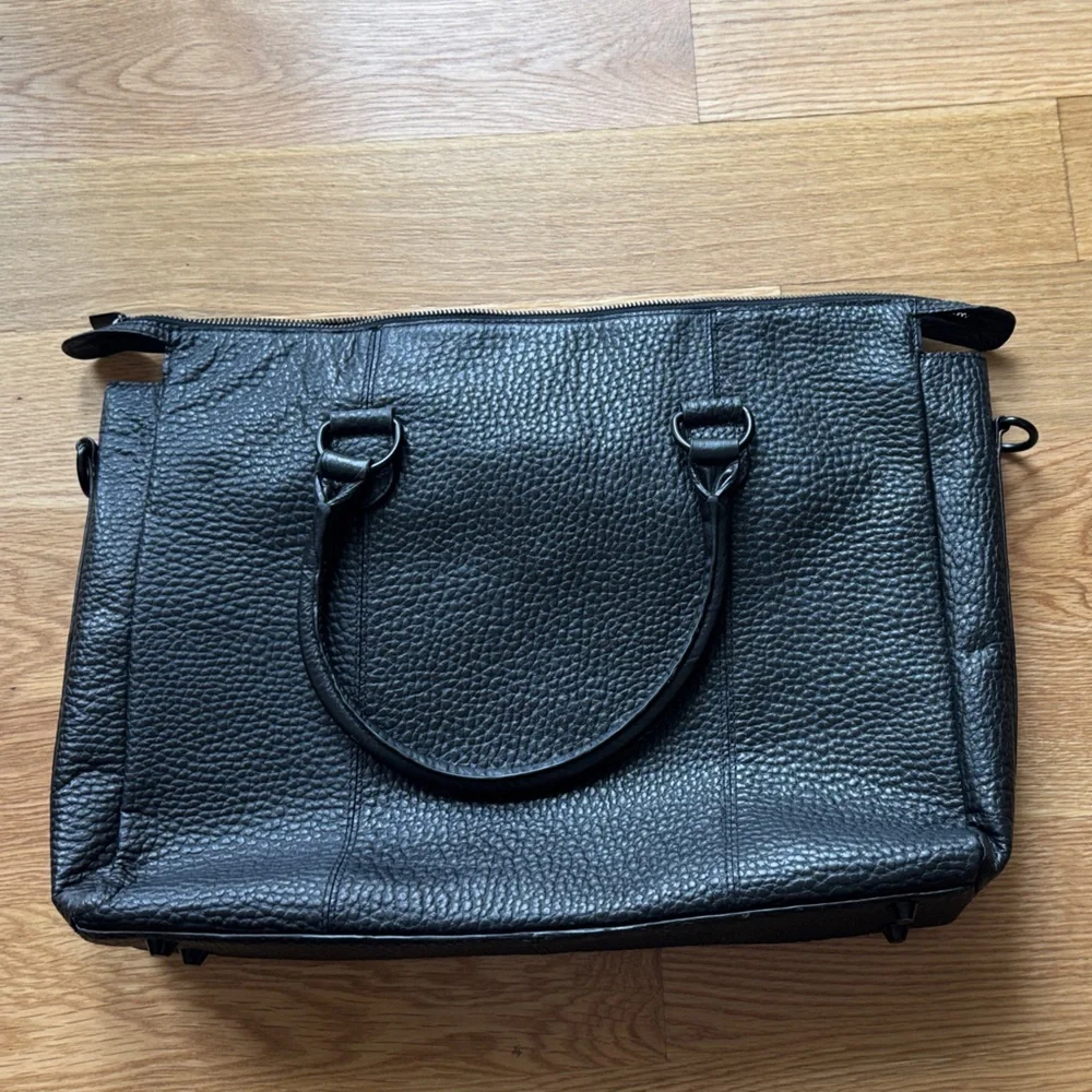 VelRossi (Italy) Genuine Leather Black Structured Work Tote / Laptop Bag